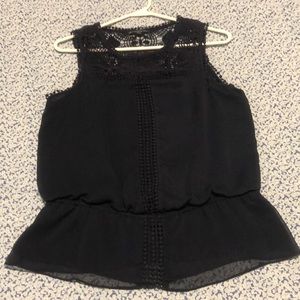 Adrianna Papell Navy Blue Sleeveless Peplum Blouse Size:S